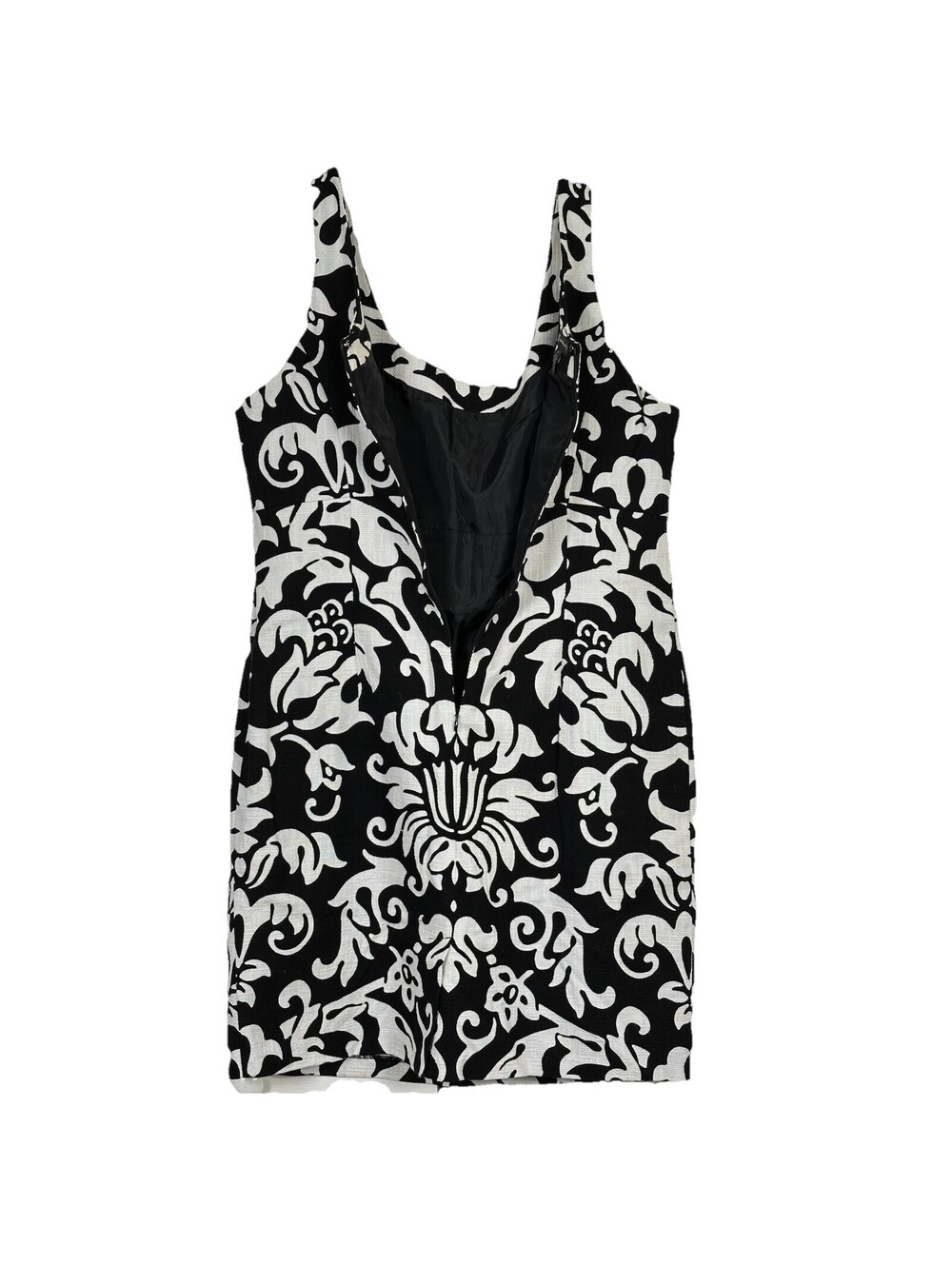 INC International Concepts Sz 16 Black White Damask Floral Arabesque Dress - Picture 3 of 7